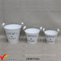 Jardim e Home Vintage Branco Pintura Handmade Zinco Pail Flower Pot